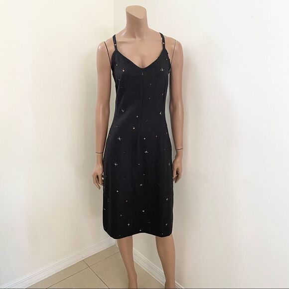 DOLCE & GABANA gray beaded wool midi dress M - Picture 12 of 16